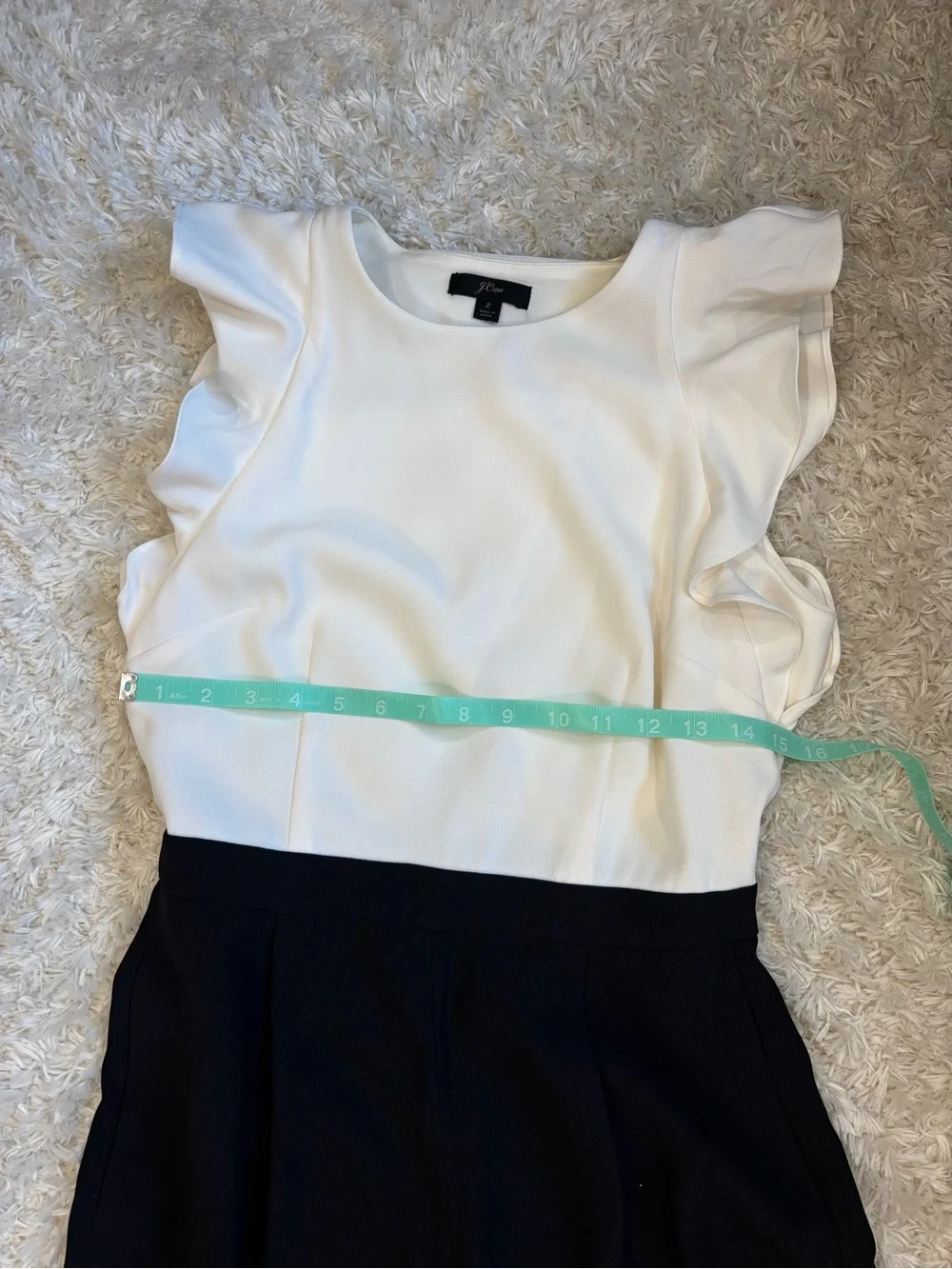 J. Crew Flutter Sleeve Open Back Jumpsuit with pockets, Cream & Black